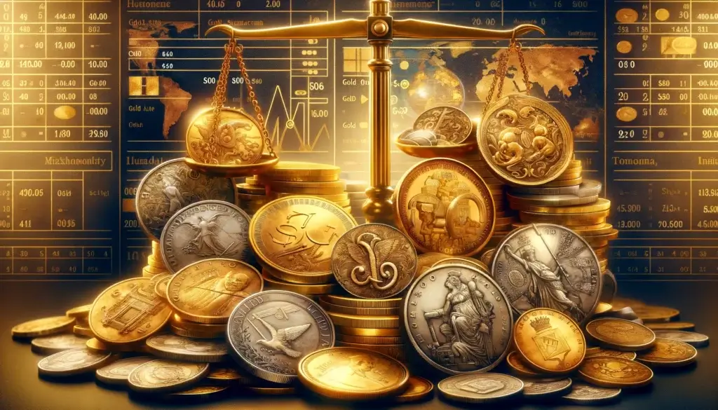 Gold coins from around the world during the gold standard era