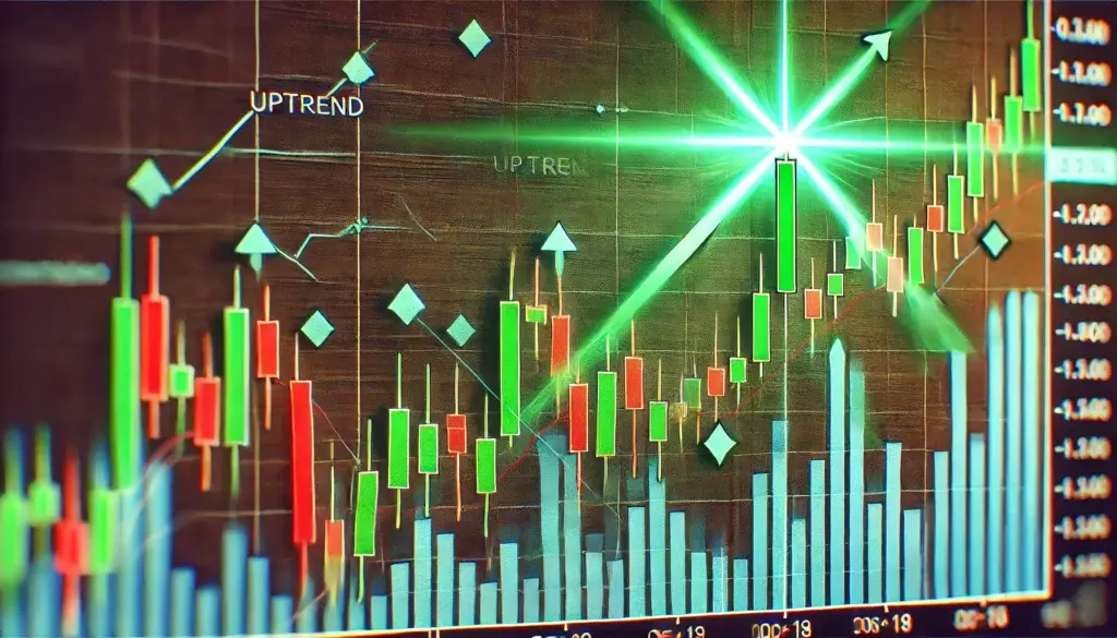 chart includes candle with a long wick, grid lines, and clear labeling of price levels.